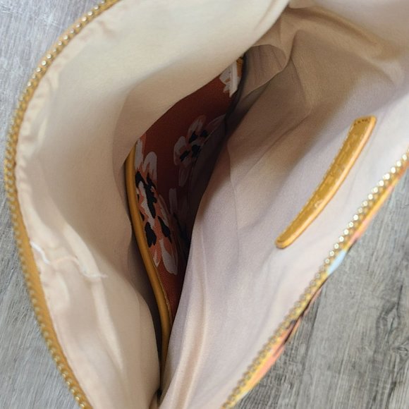 Rachel Pally Reversible Clutch Zahara Orange Floral Blossom Fold Over Bag Purse - Picture 6 of 8